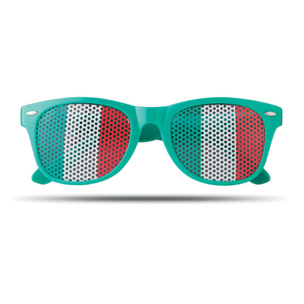 Óculos com lentes estampadas com a bandeira